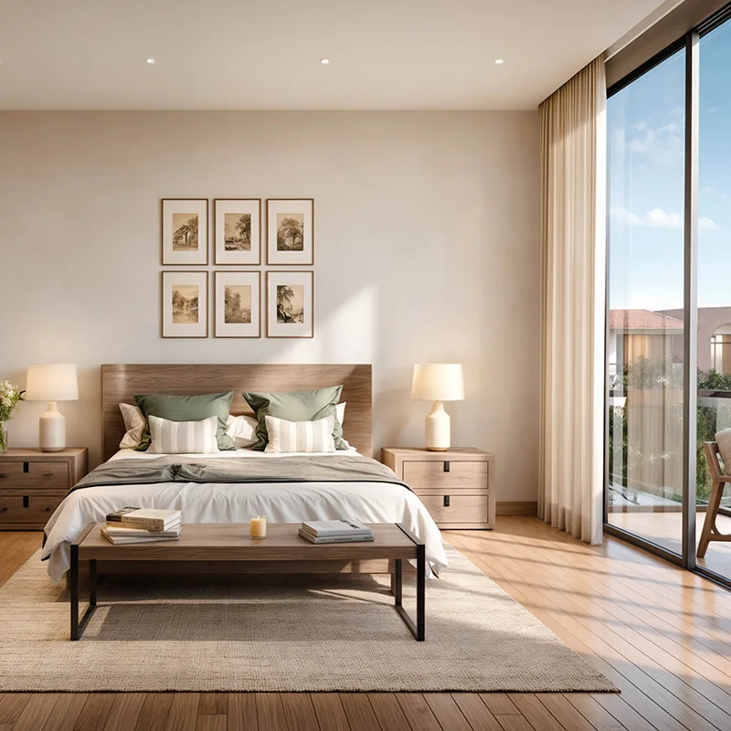 Master bedroom in a South Hill by Modon twin villa